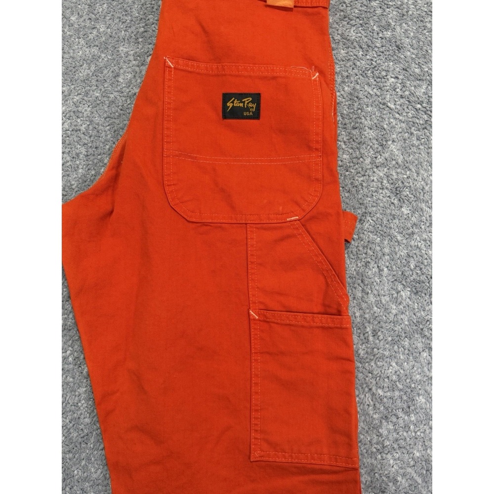 VTG Stan Ray Carpenter Pants Size 30x29 RARE Bright Orange Workwear Made in USA - Picture 3 of 7